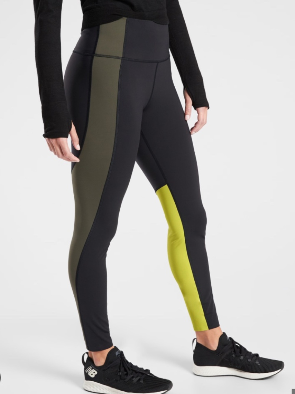 NWT Athleta Leggings, Asym Colorblock Tight in Plush Supersonic, Size Medium